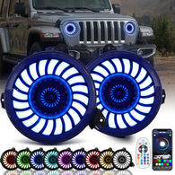 9 inch RGBW 3D LED Lens Halo Headlights with Turn Signal For 2018-2023 Jeep Wrangler JL JLU & Jeep Gladiator JT (2pcs/set)