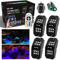 New Arrivals 4PCS RGBW Rectangle LED Rock Lights Bluetooth & Remote Controller