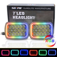Sequential RGB Halo 5x7 LED Headlights for 1984-2001 Jeep YJ XJ GMC Ford Truck (2pcs/set)