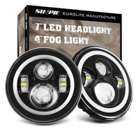 1976-2018 Jeep Wrangler CJ TJ LJ JK JKU 7" LED Headlight with Halo Angel Eye Ring & DRL & Turn Signal Lights (2pcs/set)