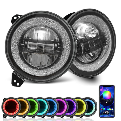 9 inch Diamond Series RGB Halo LED Headlight For 2018-2023 Jeep Wrangler JL/JLU (2 Doors/4 Doors) Jeep Gladiator JT