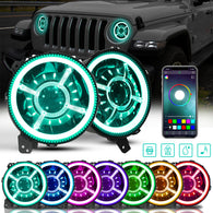 9 Inch RGB Halo LED Headlights for  2018-2023 Jeep Wrangler JL JLU & JT Gladiator (2pcs/set)