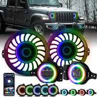 9" Rotating Series 3D LED Lens Halo Headlights + 4" Rotating Series Fog Lights Combo Kits for 2018-2023 Jeep Wrangler JL JLU & Jeep Gladiator JT