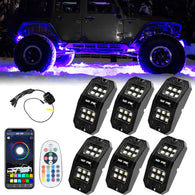 New Arrivals 6 PCS RGBW Rectangle Series LED Rock Lights Bluetooth & Remote Controller