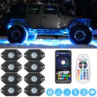 Sunpie RGB-W 8 pod LED Rock Lights Kits Bluetooth & Remote Dual Control ( Extra Switch Wire Included)