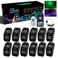 12PCS RGBW Rectangle Series LED Rock Lights Bluetooth & Remote Controller